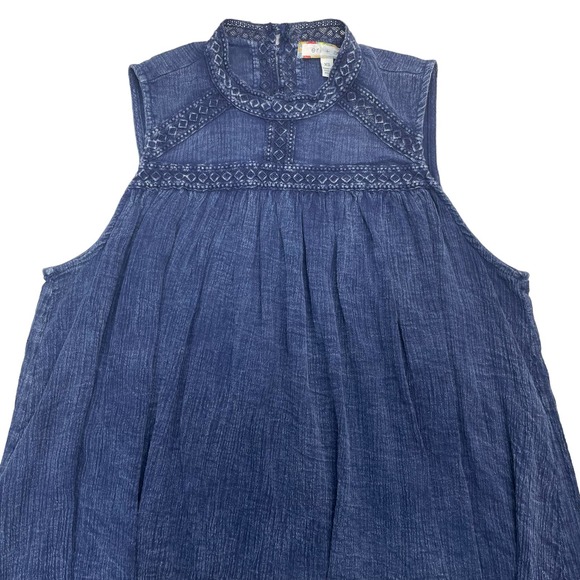 NWT ERI + ALI Anthropologie Embroidered Tank Top Sz XS Blue - Picture 2 of 5